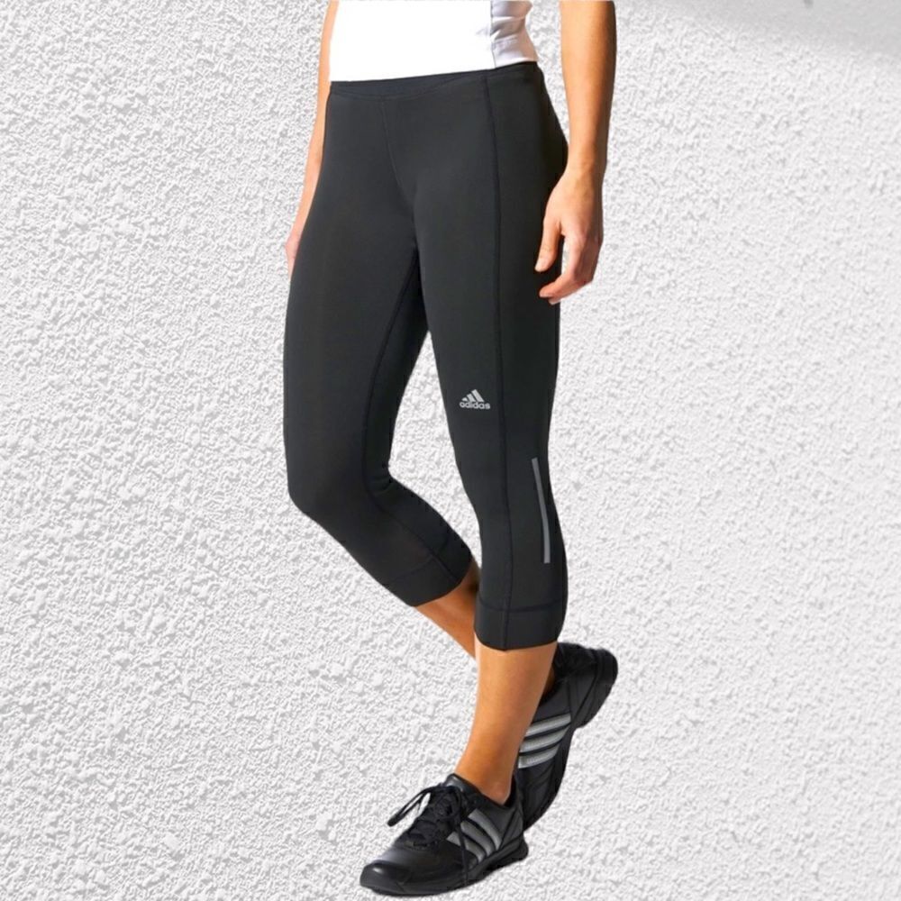 Adidas Own The Run 3/4 Running Leggings Black Cropped Pants Size Small High Rise